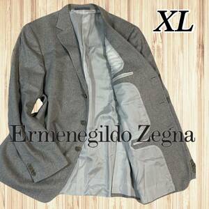 ヘリンボーン【極美品】エルメネジルドゼニア テーラードジャケット アンゴラ混 メンズ 2B シングル Ermenegildo Zegna 大きいサイズ XL