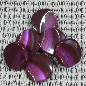 N02-03 バーガンディー～江戸紫ボタン 15ｍｍ　6個一組 厚さ 5.3mm