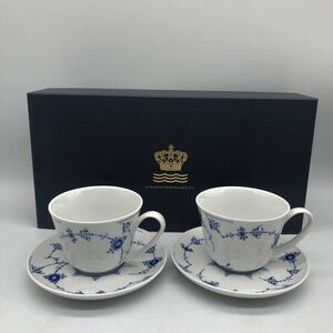 0030425コーヒー カップ&ソーサー ROYAL COPENHAGEN ロイヤルコペンハーゲン ブルーフルーテッド プレイン 2客 箱付 DENMARK