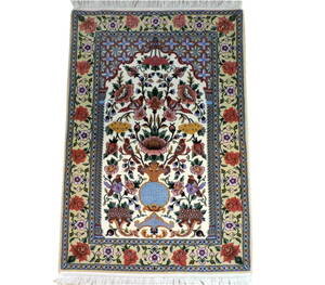ペルシャ絨毯 カーペット ラグ ウール&シルク 手織り 高級 ペルシャ絨毯の本場 イラン ナイン産 6LA 玄関マット 133cm×90cm 本物保証