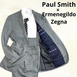 560 Paul Smith ポールスミス × Ermenegildo Zegna エルメネジルド ゼニア セットアップスーツ グレー M ストライプ