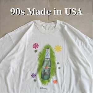 90s Estrella Damm　ビール　Tシャツ XL シングルステッチ SCREENSTARS　XL　フラワー　アート