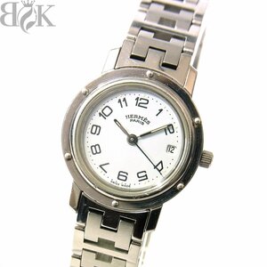 エルメス クリッパー CL6.710 レディース 腕時計 デイト クォーツ SS 白文字盤 動作品 HERMES 〓