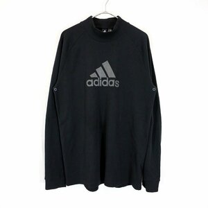 adidas アディダス モックネック 長袖Ｔシャツ Y2K ラグランスリーブ ロゴプリント ブラック (メンズ L) 中古 古着 N9862