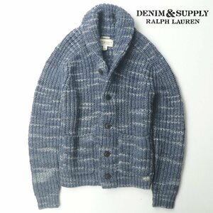 美品 ラルフローレン DENIM＆SUPPLY デニム＆サプライ イタリアンヤーン ショールカラー ニットカーディガン XS ネイビー セーター