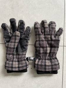 【ユニクロ】フリース手袋　キッズ　冬用手袋　チェック　S/M