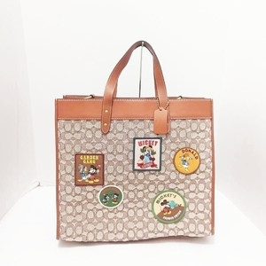 コーチ COACH トートバッグ CG974 フィールド トート 40 ジャガード×レザー ブラウン×ダークブラウン×マルチ 美品 バッグ