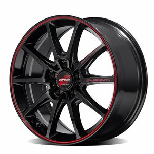 MID RMP RACING R25 Plus (ブラック/リムレッドライン) アルミホイール 4本セット 18×8.5J 5H PCD100 +45