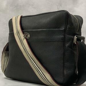 1円【極美品】BURBERRY バーバリー レザー 本革 ショルダーバッグ ボディバッグ 斜めがけ 黒 ブラック A4対応 大容量 ビジネス メンズ