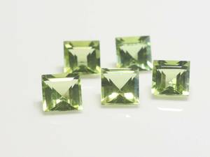 ペリドット 5mmスクエア 5個 3.62ct お買い得