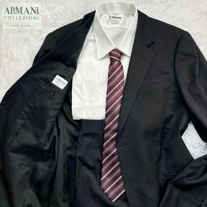 【極美品XXLサイズ!!!】ARMANI COLLEZIONI アルマーニコレッツォーニ セットアップ スーツ ブラック メンズ 52サイズ 2B