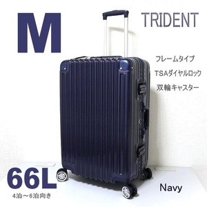スーツケース mサイズ 中型大型 アルミフレーム 頑丈 キャリーケース TSAロック ダブルキャスター TRI1030 メンズ ビジネス ネイビー S755