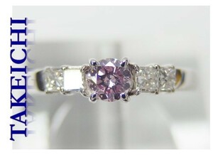 Pt900★リング◇ピンクダイヤ0.21ct(FANCY PURPLISH PINK/Ｉ-１)/0.18ct 12号 ソーティング付　新品仕上げ済み”28477