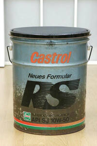 1円出品　Castrol（カストロール）Neues Formular RS　空缶　直径30㎝×高さ36㎝　椅子　イス　中古品