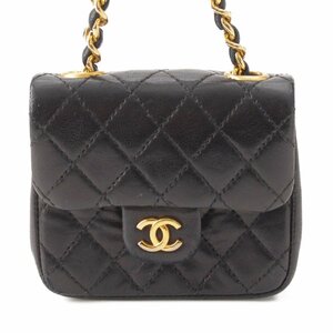 【シャネル】Chanel　ミニミニマトラッセ ラムスキン チェーンベルト ウエストポーチ ブラック 【中古】【正規品保証】195626