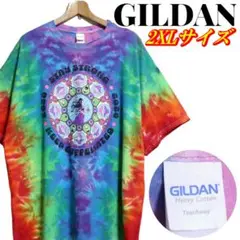 GILDAN ギルダン デカプリント マルチカラー タイダイ Tシャツ 2XL