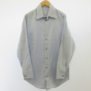 アルマーニ コレツィオーニ ARMANI COLLEZIONI ストライプ シャツ ワイシャツ ビジネス フォーマル 青 ブルー 白 ホワイト 39 約? メンズ