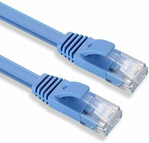 【送料無料】高速LANケーブル 10M フラットLANケーブル CAT6準拠【オスーオス】 ブルー　ADSL/FTTH/CATV/ISDN/光回線　