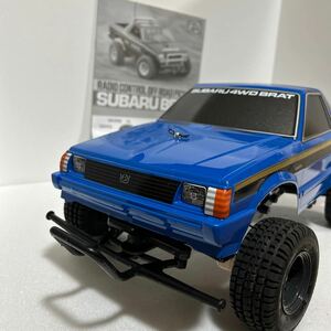 田宮　タミヤ　1/10電動RCカー　スバルブラット　　　　オフロードピックアップ　ブルーバージョン　SUBARU BRAT メカ付き、取説付き