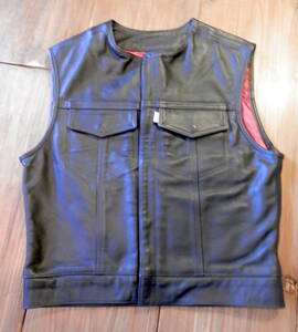 #S【HA LEATHER】レザーベスト黒・サイズS/LIL JOE/HELLS ANGELS