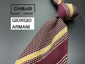 【美品】GIORGIO ARMANI　アルマーニ　レジメンタル柄　ネクタイ　3本以上送料無料　ワインレッド　0404103