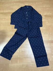 新品1スタ　ラルフローレンRalph Laurenポロpolo長袖パジャマ 上下 セットアップ タグ付 パジャマセット ネイビー×ピンク　綿100コットン