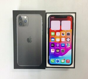 【極美品】Apple iPhone11 Pro スペースグレイ 256GB 判定○ SIMロック解除済 初期化済 箱付き K0404