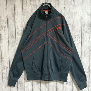 NIKE ナイキ トラックジャケット ジャージ 2XL ブルーグレー ワンポイント 刺繍スウッシュロゴ US古着 HTK2533