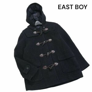 EAST BOY イーストボーイ 秋冬 裏地チェック♪ ウール スクール ダッフルコート Sz.9　レディース グレー 女子 学生 通学　K3T01225_C#N