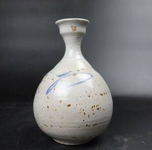 【T257】朝鮮美術 李朝 染付 白磁徳利 花瓶
