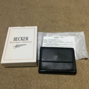 ドイツ ベッカー社製三つ折財布 仔牛革 極小財布 ブラック 