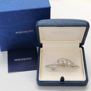 【未使用】 MIKIMOTO　ブローチ　パール　シルバー　真珠　アクセサリー　ミキモト　ケース付き　箱付き　パールブローチ