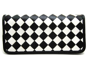 CHECKER LONG WALLET WHITE × BLACK/ライダースウォレットバイカーウォレットトラッカーウォレット長財布サイフさいふレザー本革皮牛革