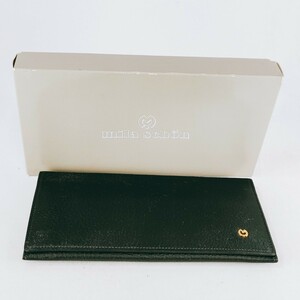 【未使用】mila schon ミラ ショーン 長財布 ブラック系 札入れ 財布 レザー ロゴ金具 カード 定期 2つ折り 折り財布