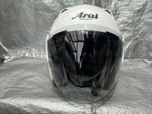 送安 中古 キレイ ARAI オープンフェイスヘルメット SZ-G グラスホワイト 61 62CM XL 目立つ傷無 内装クリーニング済 アライ 新井