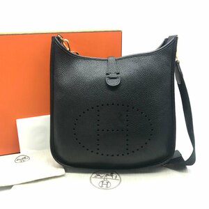 HERMES エルメス エヴリン3 PM トリヨン ブラック G金具 ショルダー バッグ D 刻印 ブラック k664