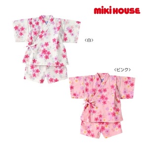 即決です【ミキハウス】新品未使用mikihouse 100cm 95cm～105cm さくらしぐれ 甚平スーツ 浴衣 着物 部屋着 花火大会 女の子 カラー:ピンク