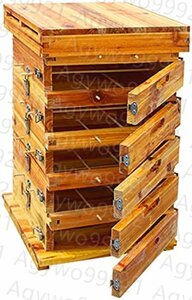 5階 蜜蜂巣箱 ミツバチ 巣箱 重箱式 養蜂箱 杉材 蜂ハイブ 格子箱 煮蝋 蜜蜂飼育箱 巣枠不要 自然造蜜 防水性と防食性5窓