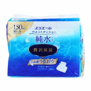 ウェットティシュー エリエール 大王製紙 純水タイプ 贅沢保湿 ノンアルコール ボックス詰替用 50枚 3個入り X6パック