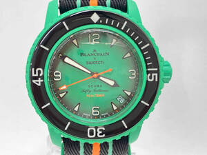 【美品】Swatch×BLANCPAIN スウォッチ×ブランパン INDIAN OCEAN インディアン オーシャン 自動巻き 腕時計 SO35I100 ケース 箱有り