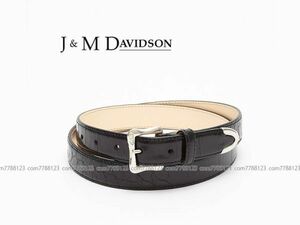 未使用4.8万《J＆M DAVIDSON》黒 32/80クロコ 型押 ベルトJ＆MDAVIDSONジェイアンド ジェイ&エム デヴィッドソン ユニセックス レディース