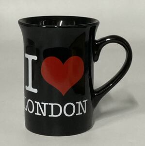 未使用◆マグカップ◆I LOVE LONDON◆ブラック◆陶器 