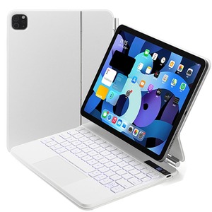 iPad Pro 4/5/6世代（12.9インチ）キーボード ケース タッチパッド 磁力吸着 ワイヤレス bluetooth リチウムバッテリー内蔵 ホワイト