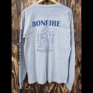 管理：0-165 ☆ GILDAN　ギルダン ロング　Tシャツ 　長袖Tシャツ　BONFIRE　 メンズ 　M　プリントTシャツ　グレー 　☆