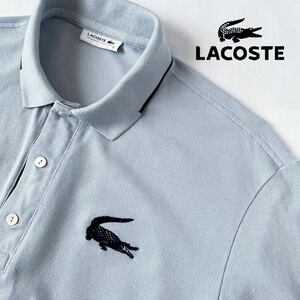 ラコステ LACOSTE ポロシャツ 5 (XL) ブルー グレー ネイビー ビッグロゴ クロコ シャツ F512E