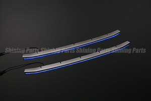 30系 アルファード 前期 Sグレード用 LEDイルミ付き 鏡面フロントバンパーグリルカバー [ブルーLED] ロアグリル フィン ステンレス イルミ