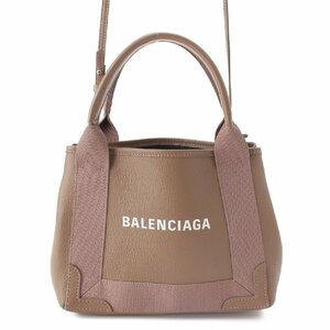 【バレンシアガ】Balenciaga　ネイビーカバスXS ロゴ レザー 2way ショルダー ハンドバッグ 390346 ベージュ 【中古】【正規品保証】205210