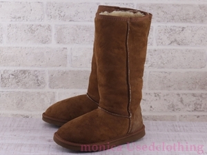 MG063◆レディース キッズ【Australian Leather UGG】シープスキンブーツ 茶 ブラウン W5 22.5cm