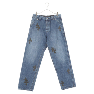 CHROME HEARTS クロムハーツ DENIM CARPENTER CROSS PATCH クロスパッチ アフターカスタム カーペンターデニムパンツ インディゴ/ブラック