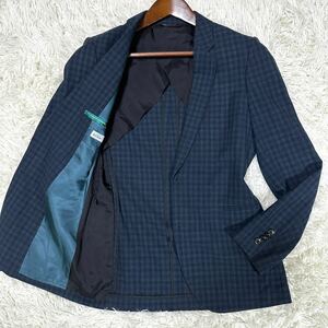 【極美品】 Paul Smith ポールスミス テーラードジャケット ウール リネン チェック 春夏素材 日本製 Sサイズ 【美シルエット】